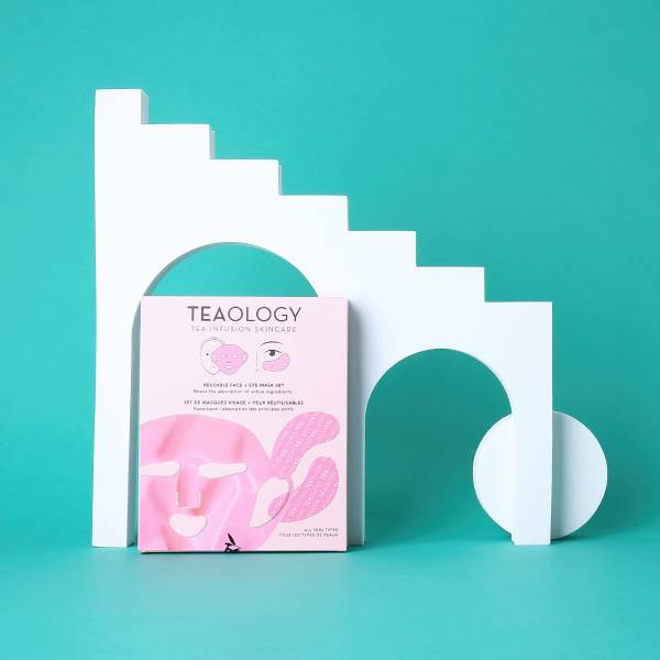 set de masques réutilisables visage + yeux Teaology Skincare box Cosmopolitan routine back to basics