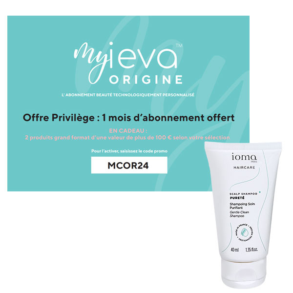 Abonnement personnalisé offert et un shampooing My ieva x Ioma paris Calendrier 2025 marie claire